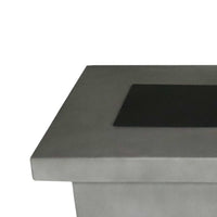 Cement Gas Fire Pit Table with Metal Lid and Control Panel, Gray