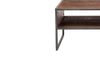 42 Inch Wood and Metal Coffee Table with 2 Compartment, Brown and Gray
