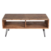 42 Inch Foldable Wooden Coffee Table with Hairpin Legs,Brown and Black