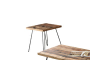 3 Piece Reclaimed Wood and Metal Foldable Table Set, Brown and Black