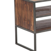 48 Inch Wood and Metal TV Stand with Spacious Stroage,Brown and Gray