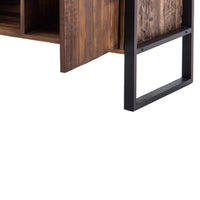 60 Inch Wooden TV Stand with 2 Cabinets and 2 Shelves, Brown and Black
