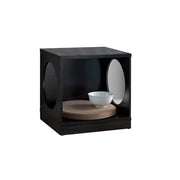Wooden Pet End Table with Flat Base and Cutout Design on Sides, Black
