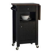 Wooden Kitchen Cart with Spacious Storage and Drop Leaf Top, Black and Brown