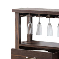 Wooden Wine Cabinet with one Drawer and Wine Compartment, Walnut Brown