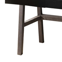 Dual Toned Wooden Desk with Two Sleek Drawers and Slightly Splayed Legs, Gray and Black