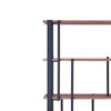 Rectangular Metal Frame Bookshelf with Wooden Space, Walnut Brown and Sandy Black