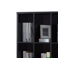 Two Drawers Wooden Bookcase with Six Open Shelves, Black