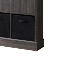 Wooden Storage Cabinet with one Drawer and Open Shelf, Gray and Black