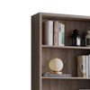 Wooden Book Cabinet with Three Display Shelves and Two Glass Doors, Taupe Brown