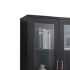 Wooden Book Cabinet with Two Drawers and Two Glass Paneled Door Storage, Red Cocoa Brown