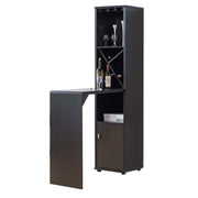 Wooden Wine Cabinet with Spacious Storage and Bar Table, Red Cocoa Brown
