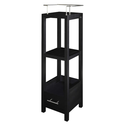 Transitional Wooden Tall Storage Cabinet with Drawer and Shelves,Black