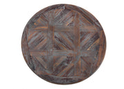 Round Wooden Wall Art with Parquet Pattern, Antique Gray and Brown