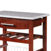 Spacious Wooden Kitchen Island with Granite Inlaid Top,Gray and Brown