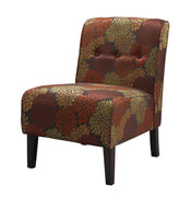 Button Tufted Slipper Chair with Wooden Legs, Multicolor
