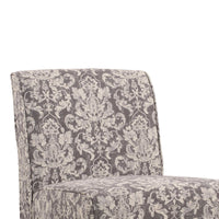 Fabric Upholstered Slipper Chair with Wooden Legs, Black and Gray
