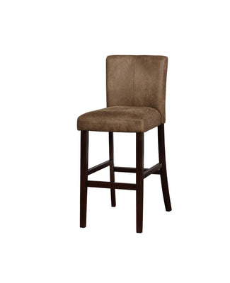 Wooden Bar Stool with Unique Channel Tufting Details, Brown