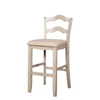 Wooden Bar Stool with Ladder Back Design and Footrails, Brown