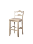 Wooden Bar Stool with Ladder Back Design and Footrails, Brown