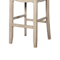 Wooden Bar Stool with Ladder Back Design and Footrails, Brown