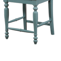 Wooden Counter Stool with Ladder Back Design and Footrails, Blue