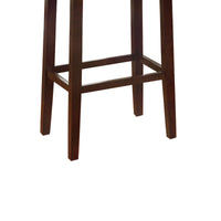 Wooden Bar Stool with Faux Leather Upholstery, Blue and Brown
