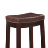 Wooden Bar Stool with Faux Leather Upholstery, Brown