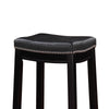 Wooden Bar Stool with Faux Leather Upholstery, Black