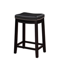 Wooden Counter Stool with Faux Leather Upholstery, Black