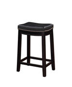 Wooden Counter Stool with Faux Leather Upholstery, Black