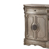 Traditional Style Wooden Server with Two Drawers and Marble Top, Champagne Brown