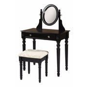 Wooden Vanity Set with Adjustable Mirror and Drawer, Black and Beige