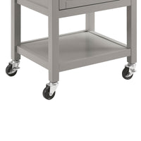 Wooden Apartment Cart with Drawer and Caster Wheels, Gray and Silver