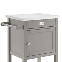 Wooden Apartment Cart with Drawer and Caster Wheels, Gray and Silver