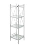 Transitional Metal Four Tier Shelf with X Shape Frame,Silver and Clear