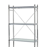 Transitional Metal Spacesaver with Three Shelves, Silver and Clear