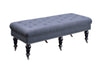 50 Inch Button Tufted Bench with Caster Wheels, Black and Blue