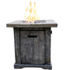 Wood Look Outdoor Gas Fire Pit with Lava Rocks and Control Panel, Gray