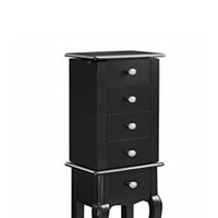 Wooden Jewelry Armoire with 5 Drawers and Flip Top Mirror, Black