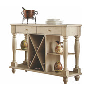 Wooden Server with Two Drawers and Four Shelves, Beige