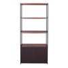 Wooden Shelves Bookshelf and Metal frame Rectangle,  Walnut Brown & Sandy Black