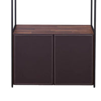 Wooden Shelves Bookshelf and Metal frame Rectangle,  Walnut Brown & Sandy Black