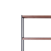 Wooden Shelves Bookshelf and Metal frame Rectangle,  Walnut Brown & Sandy Black