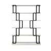 Wooden Shelves Bookshelf with Metal frame Rectangle,  White and Black