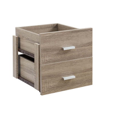 Wooden Two Piece Drawers with White Metal Pull, Dark Taupe