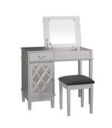 Wooden Vanity Set with Flip Top Mirror and Storage Compartment, Gray