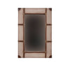 Wooden Wall Mirror with Nailhead Details, Large, Beige and Brown