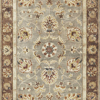 2' x 7' Grey or Mocha Floral Vines Bordered Wool Runner Rug