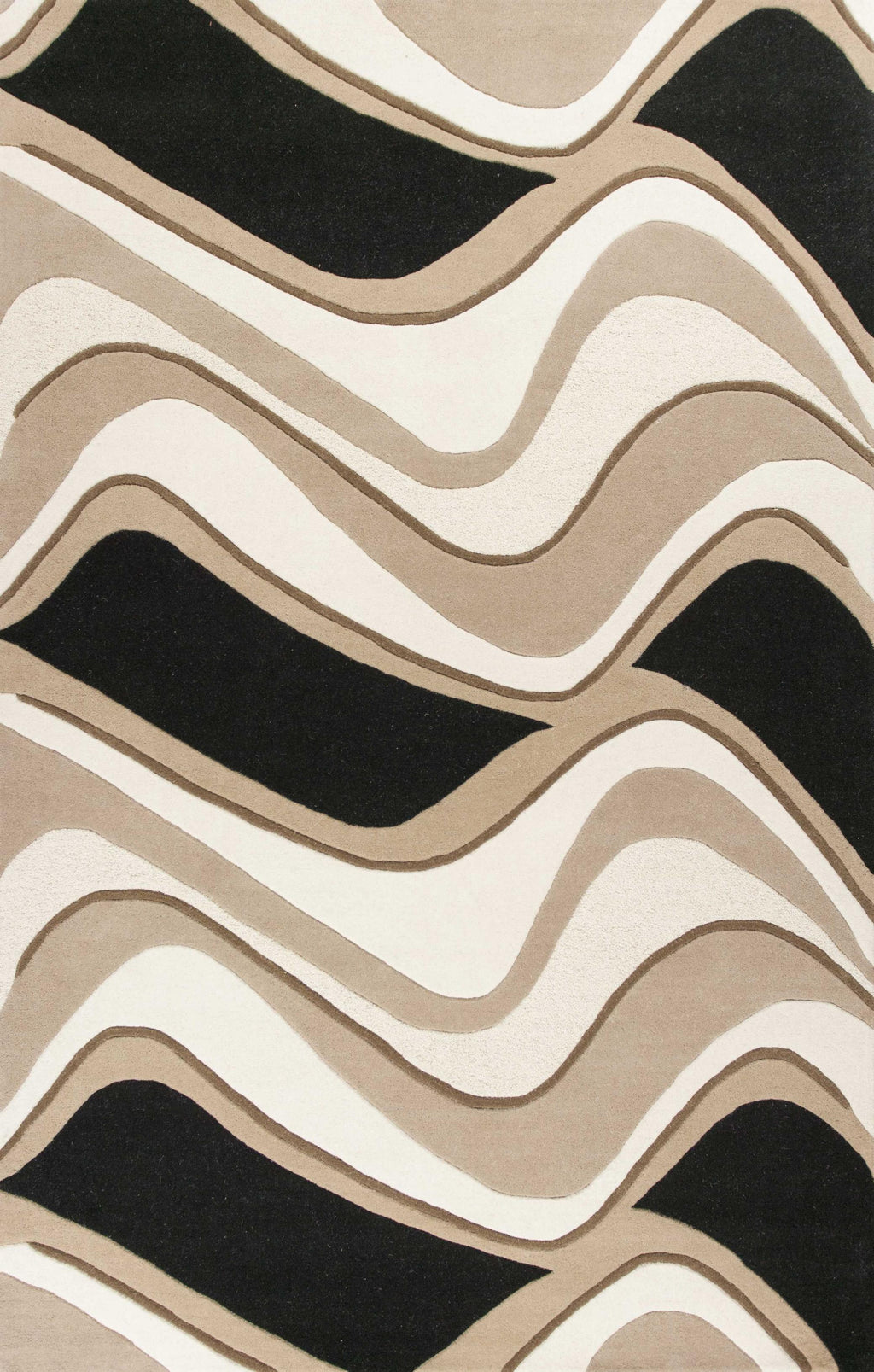 3'3" x 5'3" Wool Black-Beige Area Rug